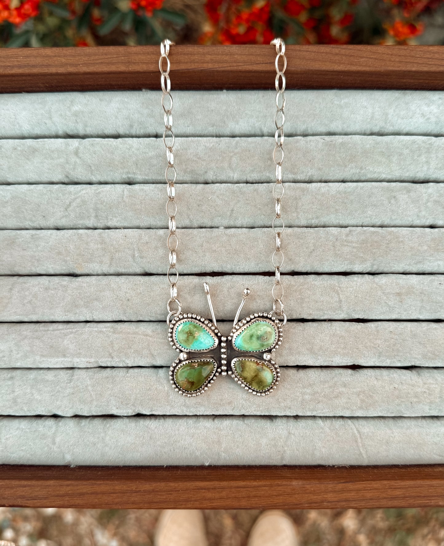 Sonoran and Cielo Turquoise Butterfly Necklace