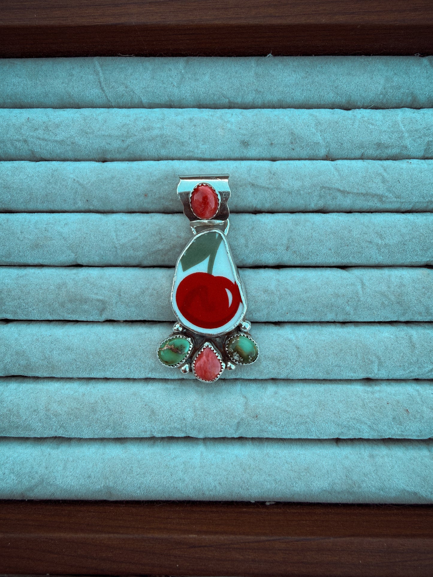 Spiny and Turquoise Cherry Pendant