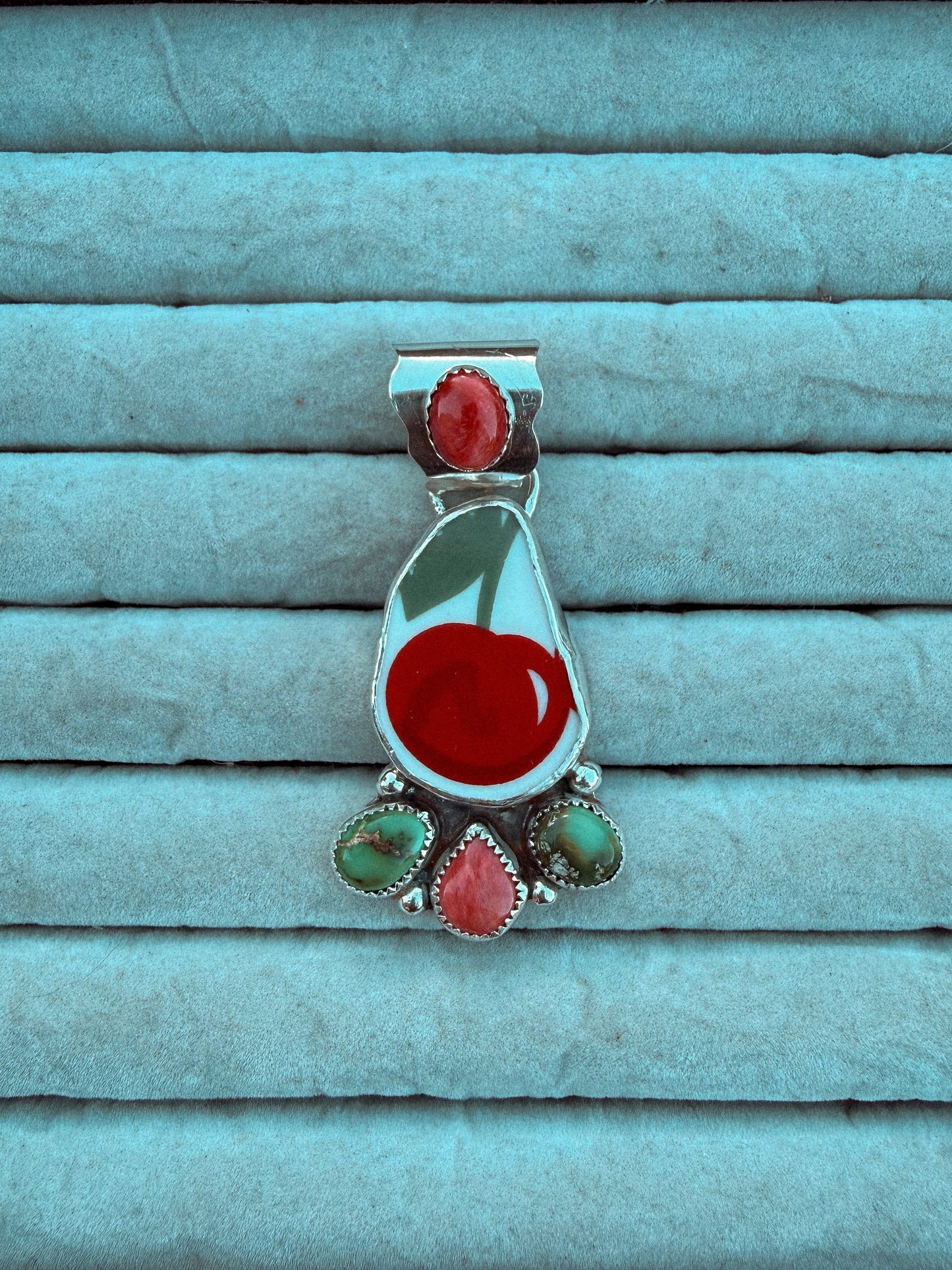 Spiny and Turquoise Cherry Pendant