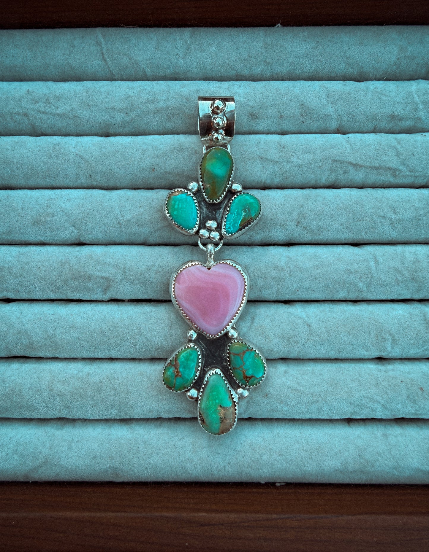 Cielo and Pink Conch Heart Pendant
