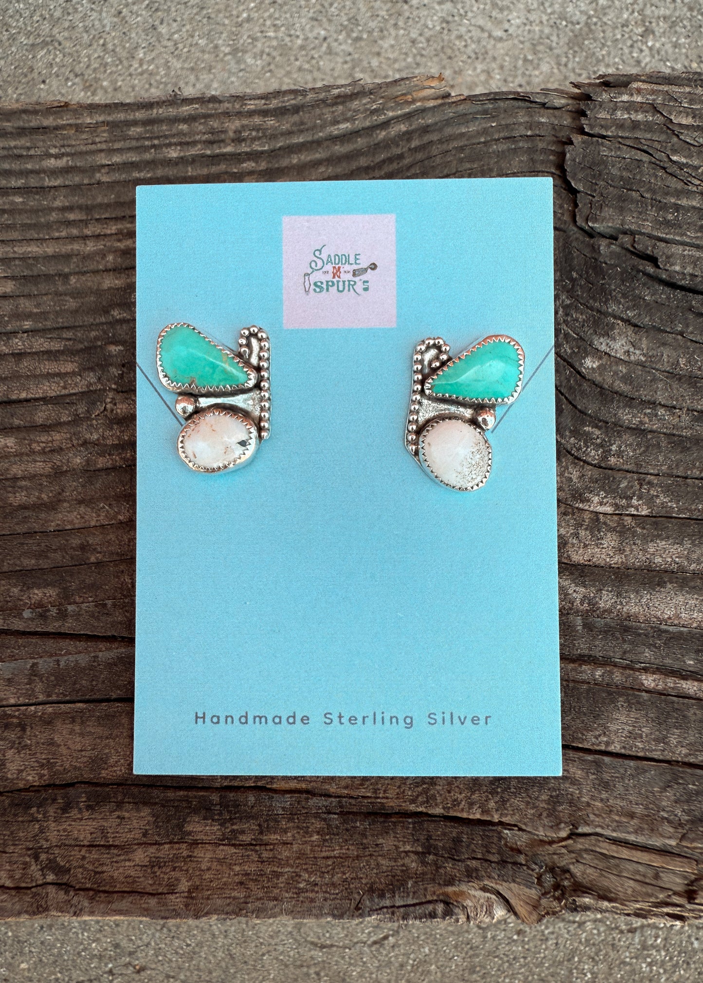 Turquoise and White Buffalo Butterfly Earrings