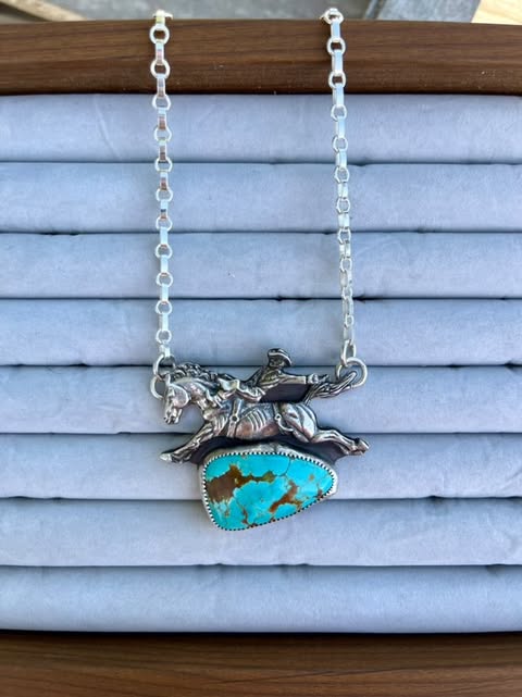 #8 Turquoise XL Bronc Necklace RAFFLE