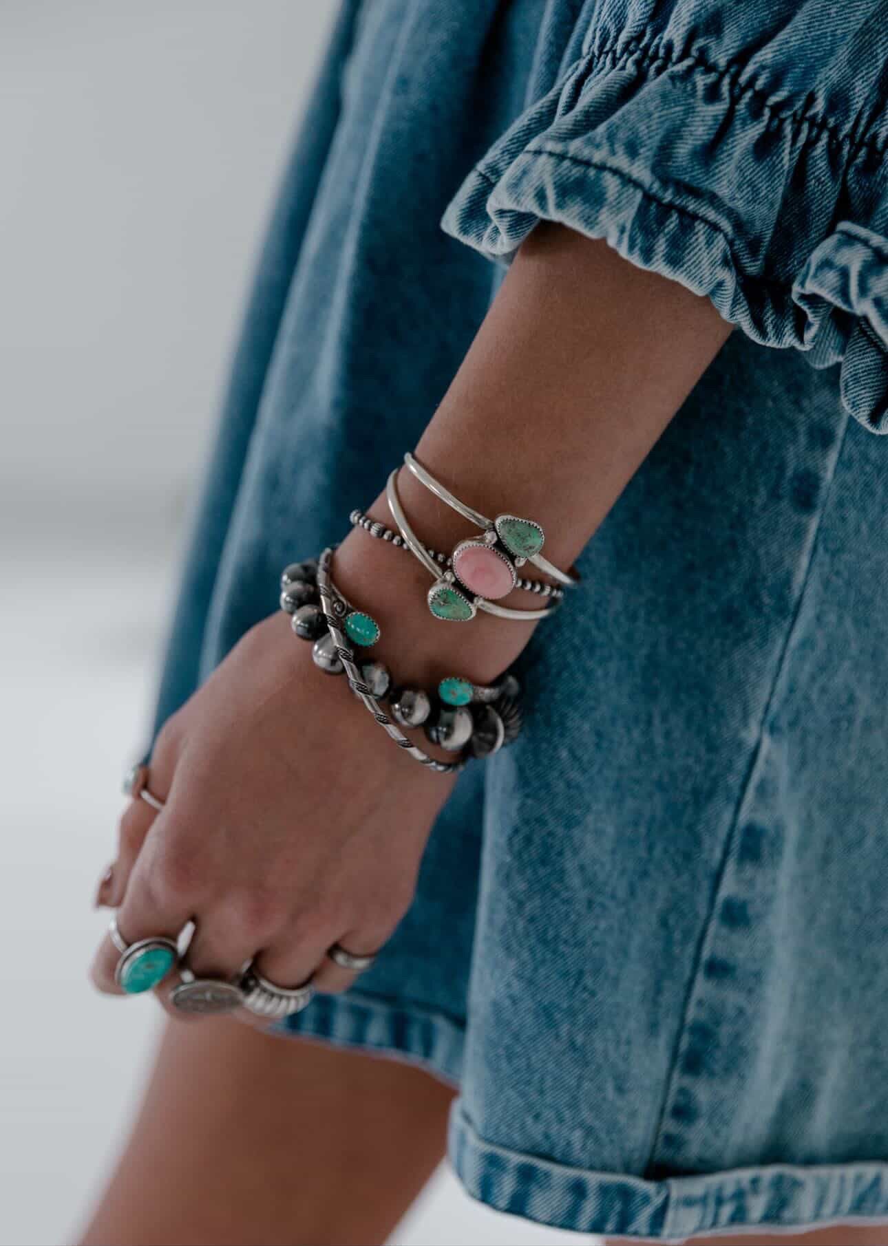 Pink Conch and Cielo Turquoise Cuff