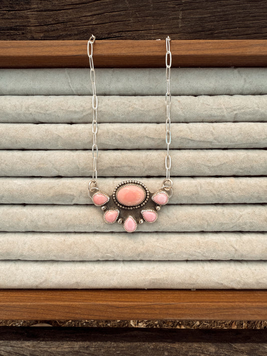 Pink Conch Half Cluster Necklace