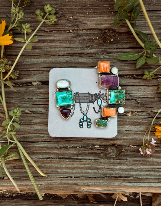 Colorful Multi Stone Ear Crawler Set