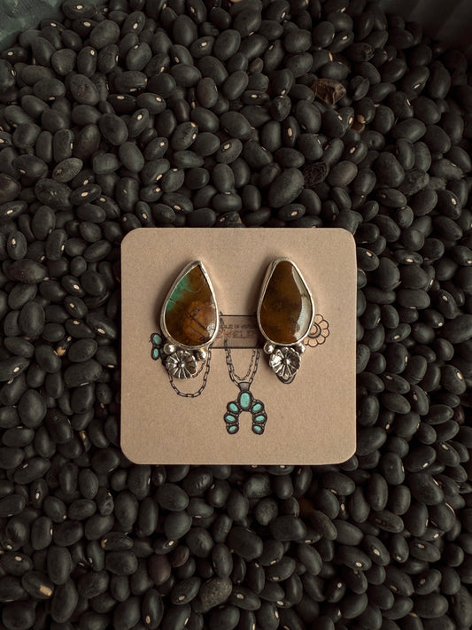 Turquoise Flower Studs READ DESCRIPTION