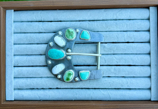 Turquoise and White Buffalo Buckle