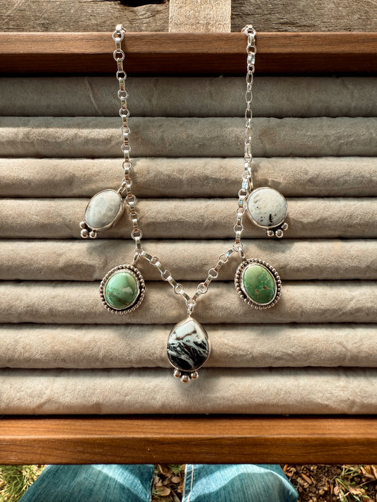 Emerald Valley and White Buffalo Charm Necklace