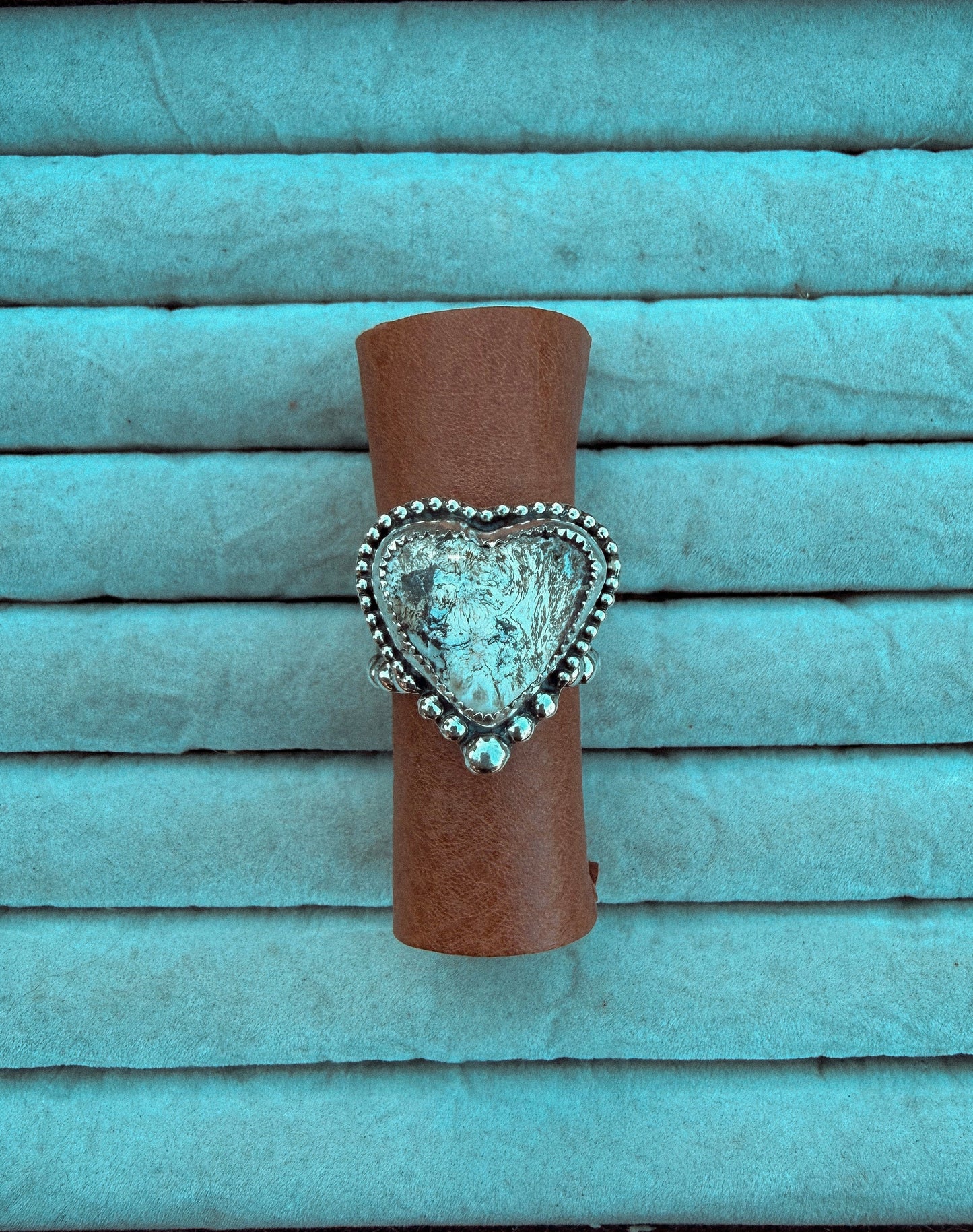White Buffalo Heart Ring (adjust. 6-8 US)