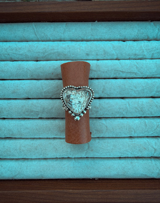 White Buffalo Heart Ring (adjust. 6-8 US)