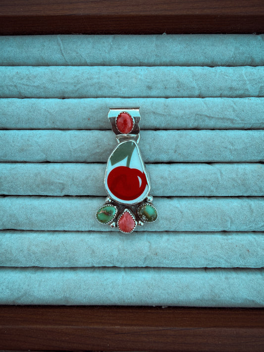 Spiny and Turquoise Cherry Pendant