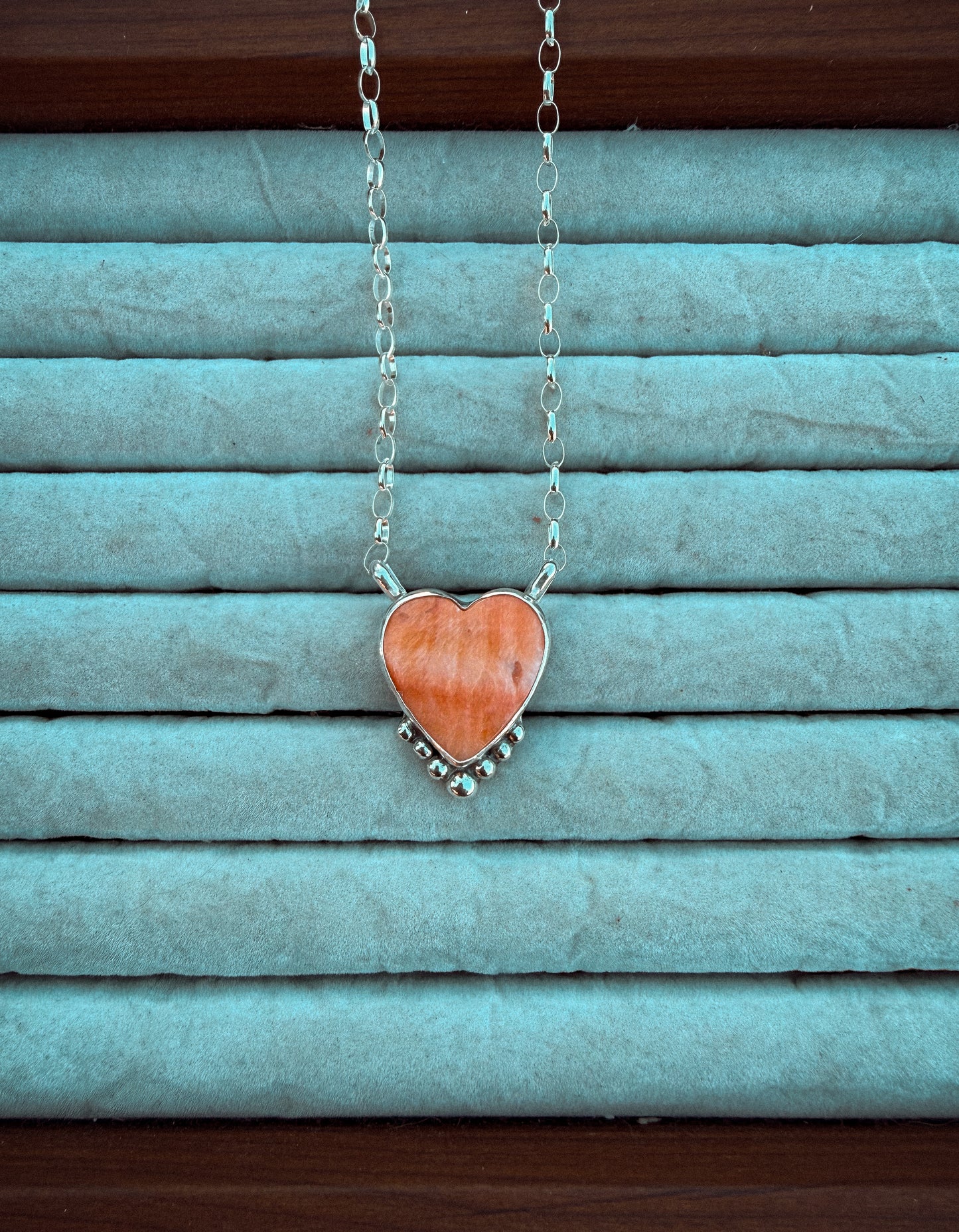 Orange Spiny Heart Necklace