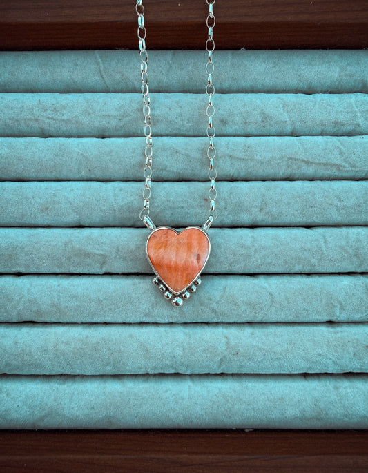 Orange Spiny Heart Necklace