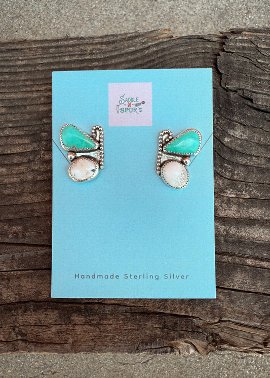 Turquoise and White Buffalo Butterfly Earrings