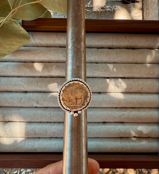 Buffalo Coin Ring (adjustable size 8.5-10)