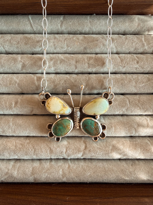 Palomino and Turquoise Butterfly Necklace